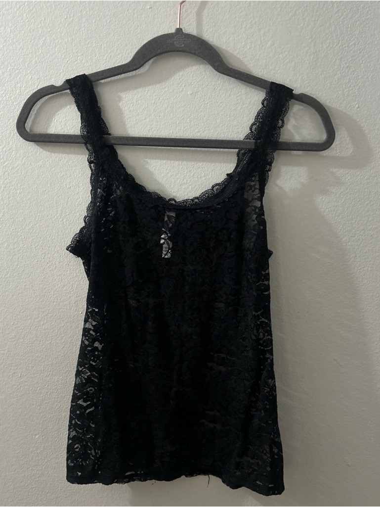 Black Lace Tank Ladies Med By Gilligan & O’malley Boho Festival Goth